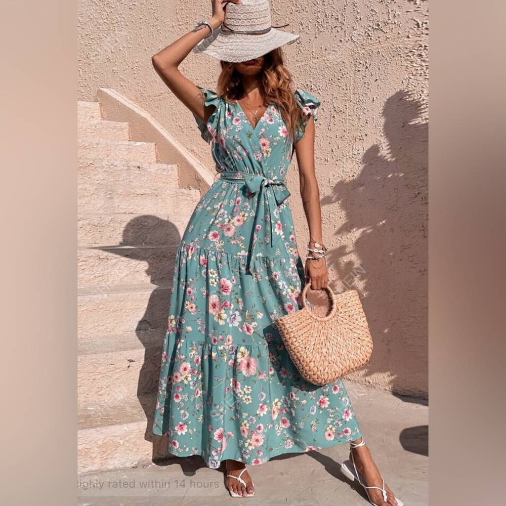 EUC Floral wrap dress 1X